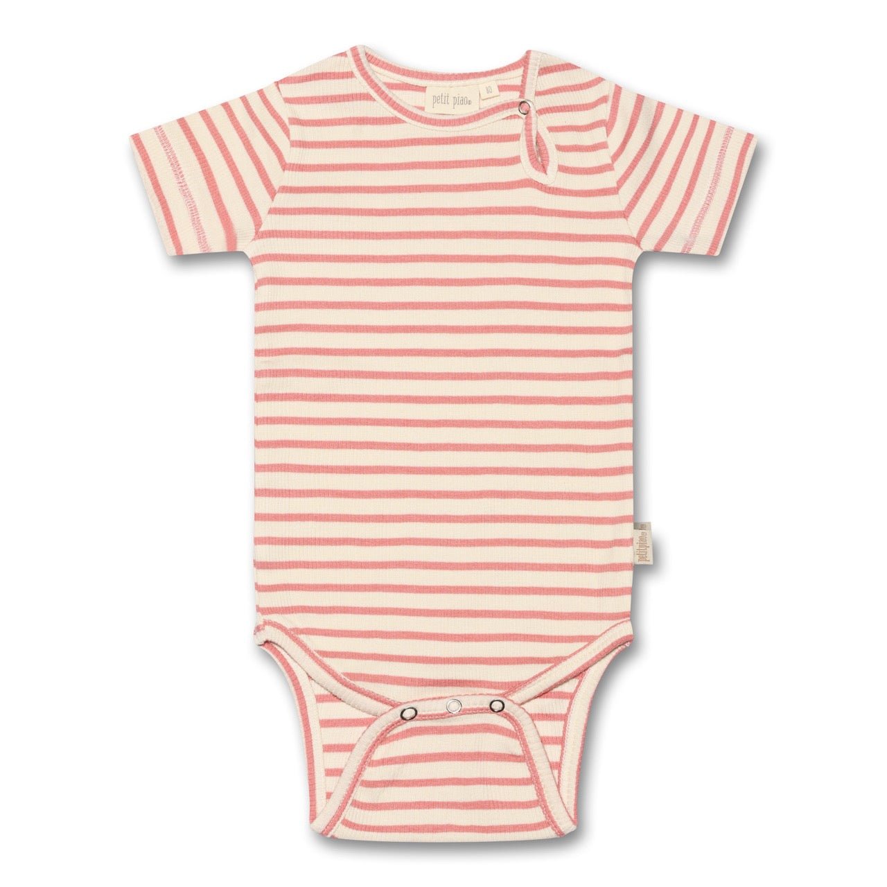 Petit Piao Organic Cotton Modal Striped Short Sleeve Bodysuit-PP304 - Lille Univers