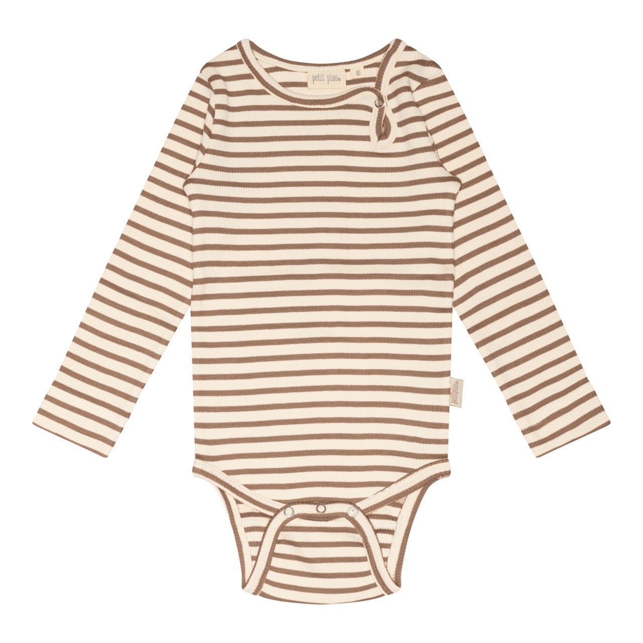 Petit Piao Striped Long Sleeve Bodysuit in Organic Cotton Modal-PP301 - Lille Univers
