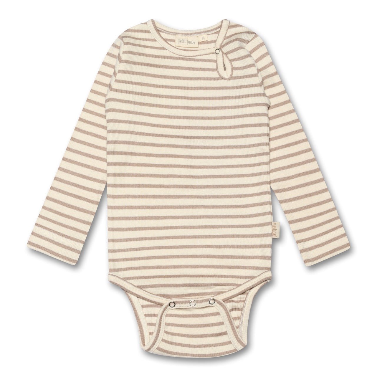 Petit Piao Striped Long Sleeve Bodysuit in Organic Cotton Modal-PP301 - Lille Univers