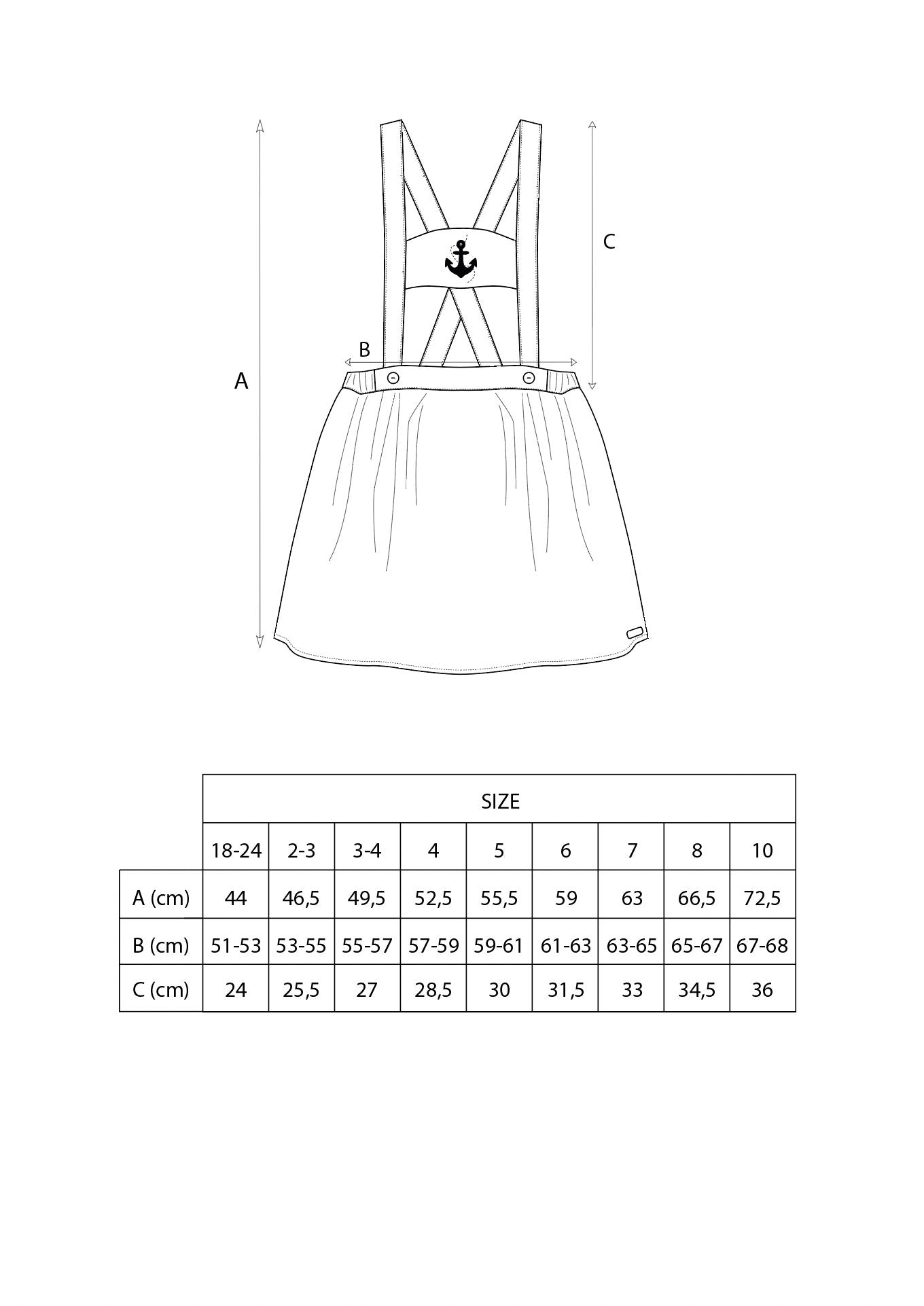 Popelin Sand dungaree skirt with straps and anchor motif-Mod.31.4 - Lille Univers