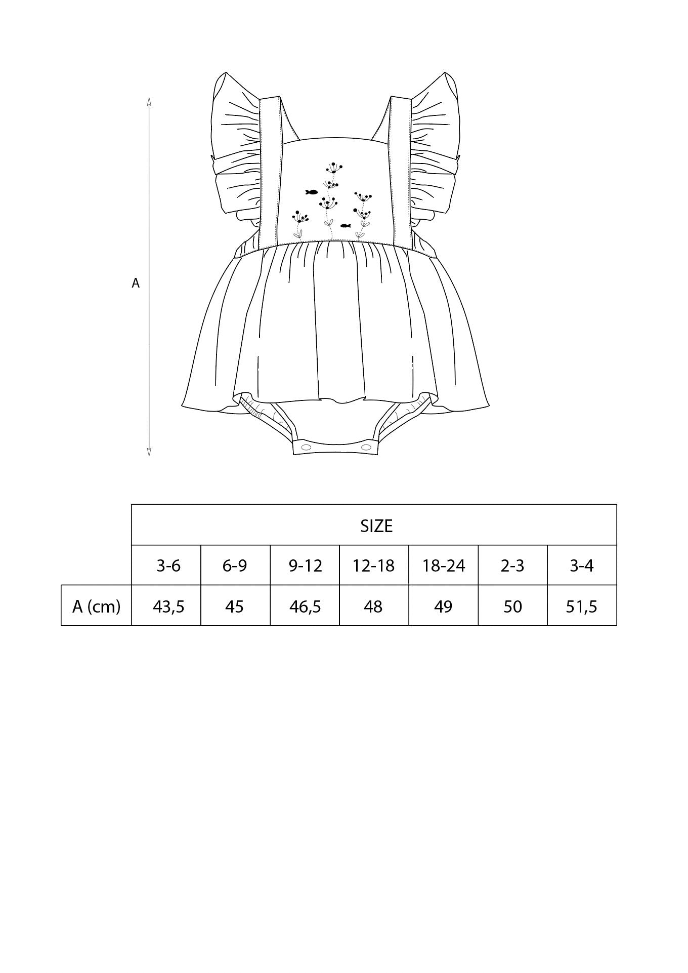 Popelin Sand romper suit with frill-Mod.8.4 - Lille Univers