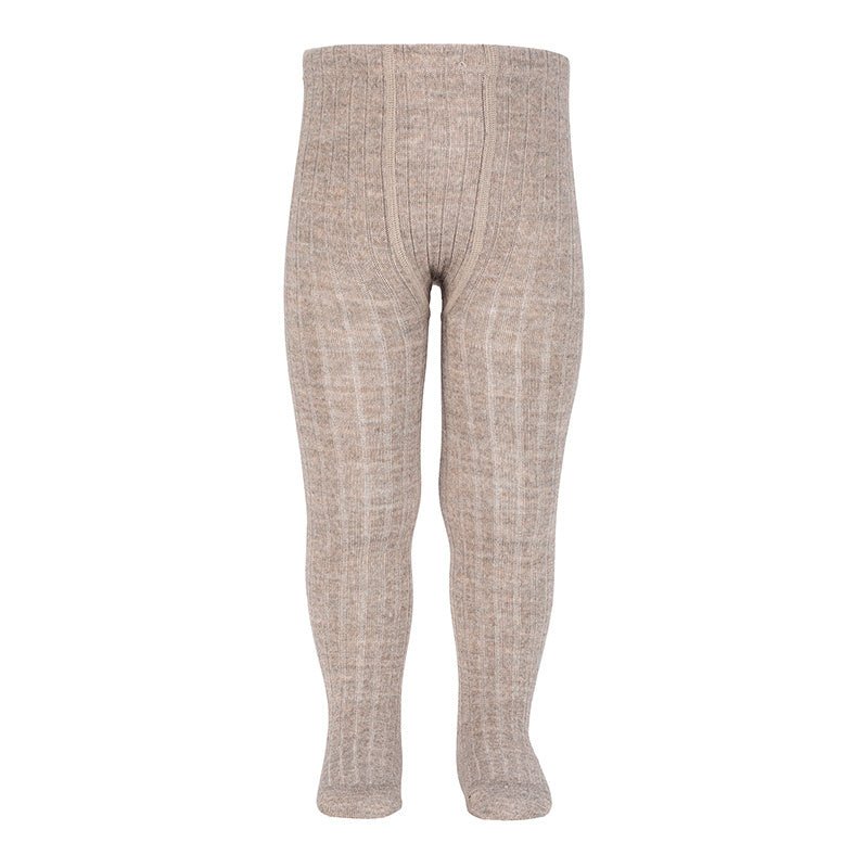 Condor Merino wool-blend rib tights NOUGAT-12161_901 - Lille Univers