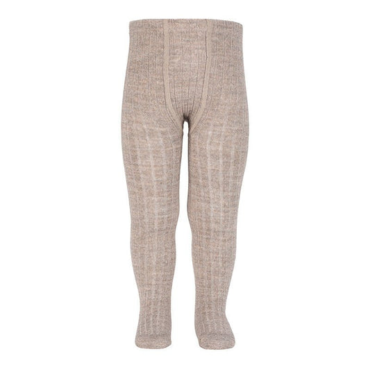 Condor Merino wool-blend rib tights NOUGAT-12161_901 - Lille Univers
