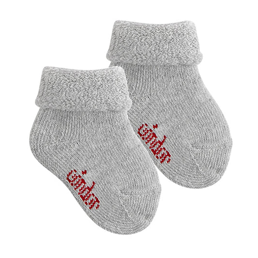 Condor Wool terry short socks with folded cuff ALUMINIUM-12333_966 - Lille Univers
