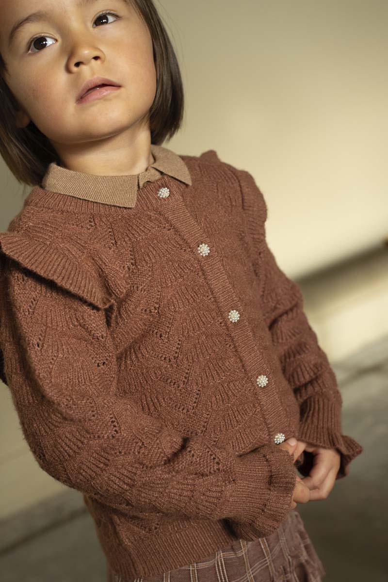 Fliink BENNA RUFFLE CARDIGAN - CAROB BROWN-BENNA RUFFLE - Lille Univers