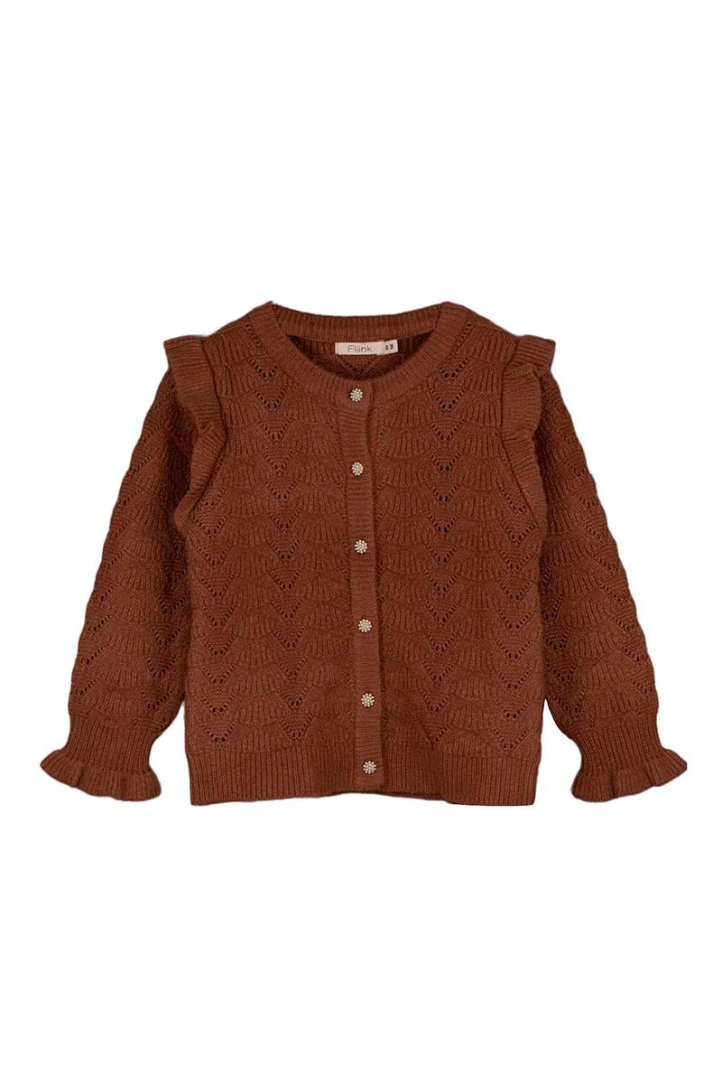 Fliink BENNA RUFFLE CARDIGAN - CAROB BROWN-BENNA RUFFLE - Lille Univers