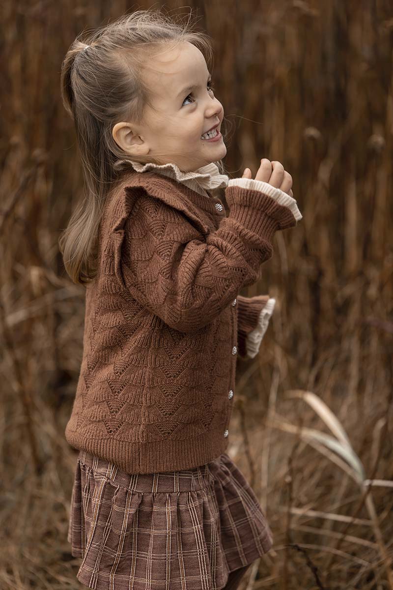 Fliink BENNA RUFFLE CARDIGAN - CAROB BROWN-BENNA RUFFLE - Lille Univers