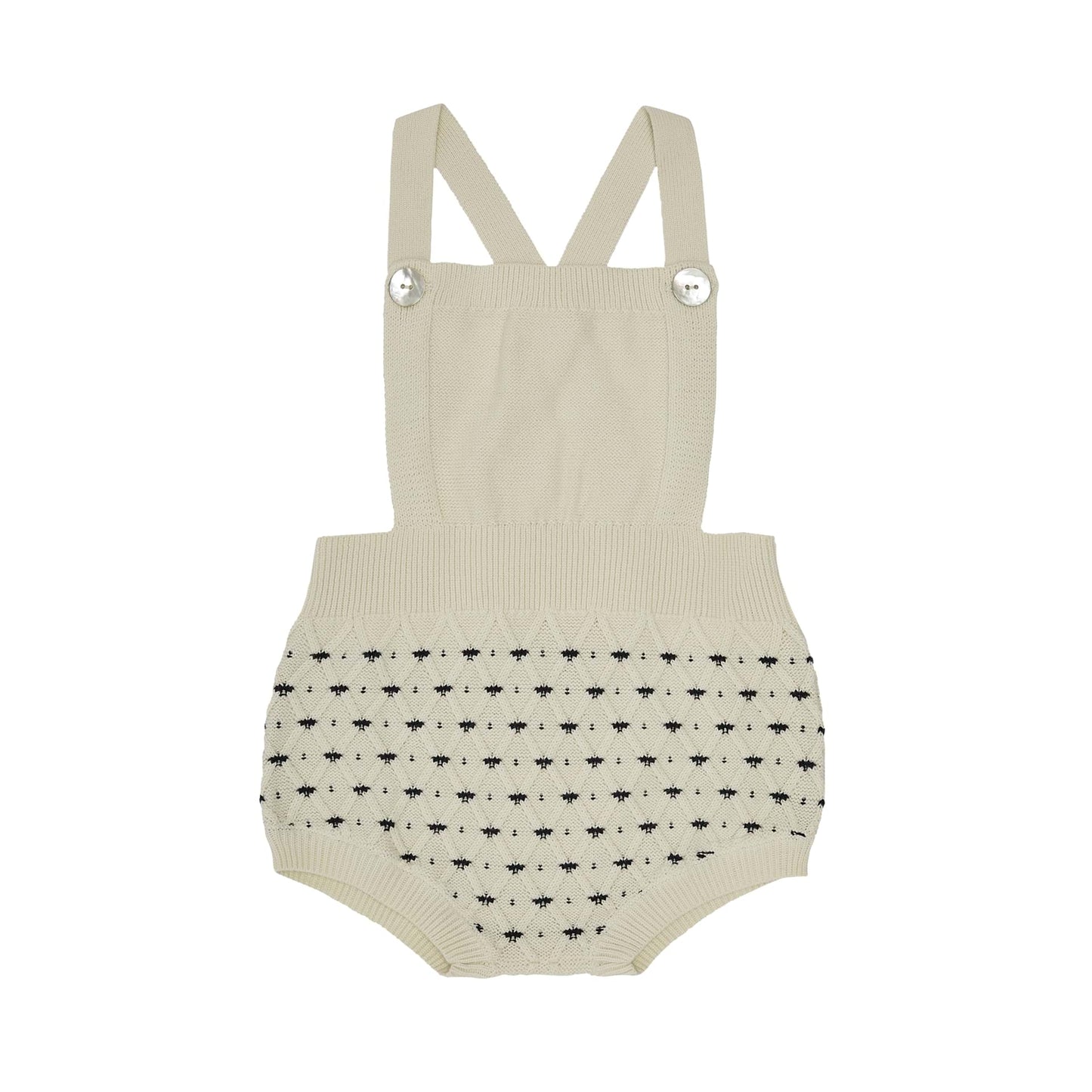 Fub Baby Overall Bloomers, ecru/dark navy- - Lille Univers