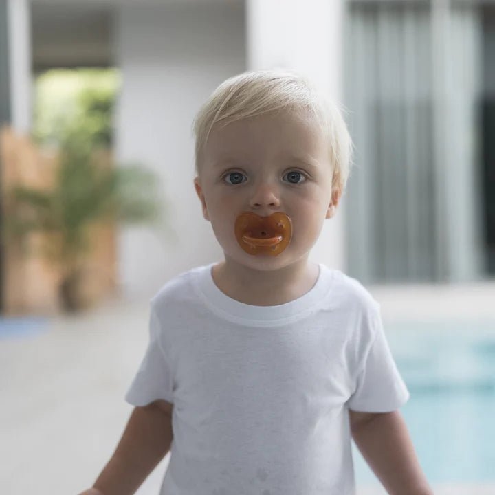 HEVEA NATURAL RUBBER PACIFIER ROUND 3-36 MONTHS TWO-PACK