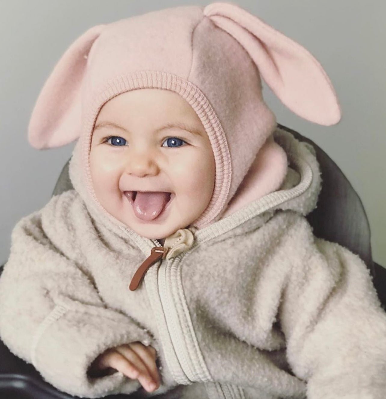 HUTTEliHUT - Balaclava Ears Wool Bunny Dusty rose