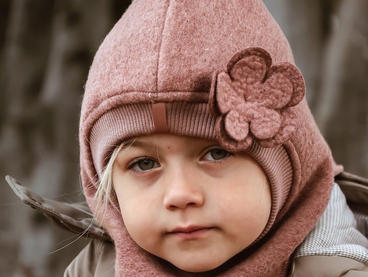 HUTTEliHUT Balaclava Winter Hat with Flower - Heather Rose