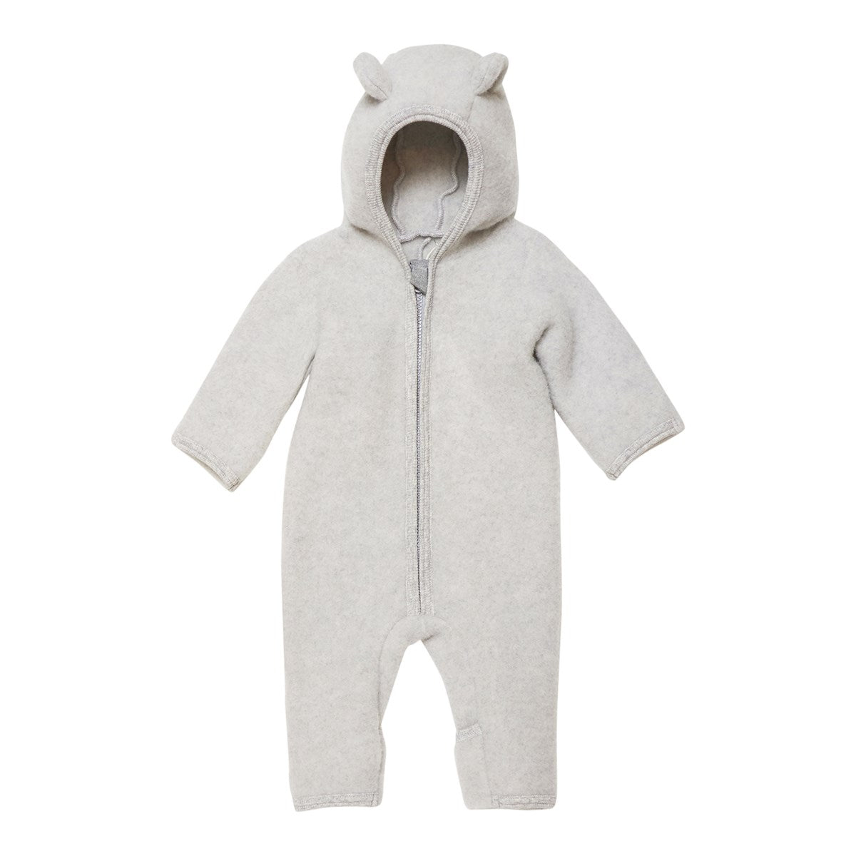 HUTTEliHUT - Pram Suit Ears Soft Wool Light Grey