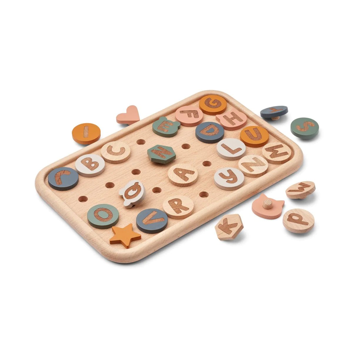 LIEWOOD RUSSELL ALPHABET ACTIVITY BOARD MUSTARD MULTI MIX