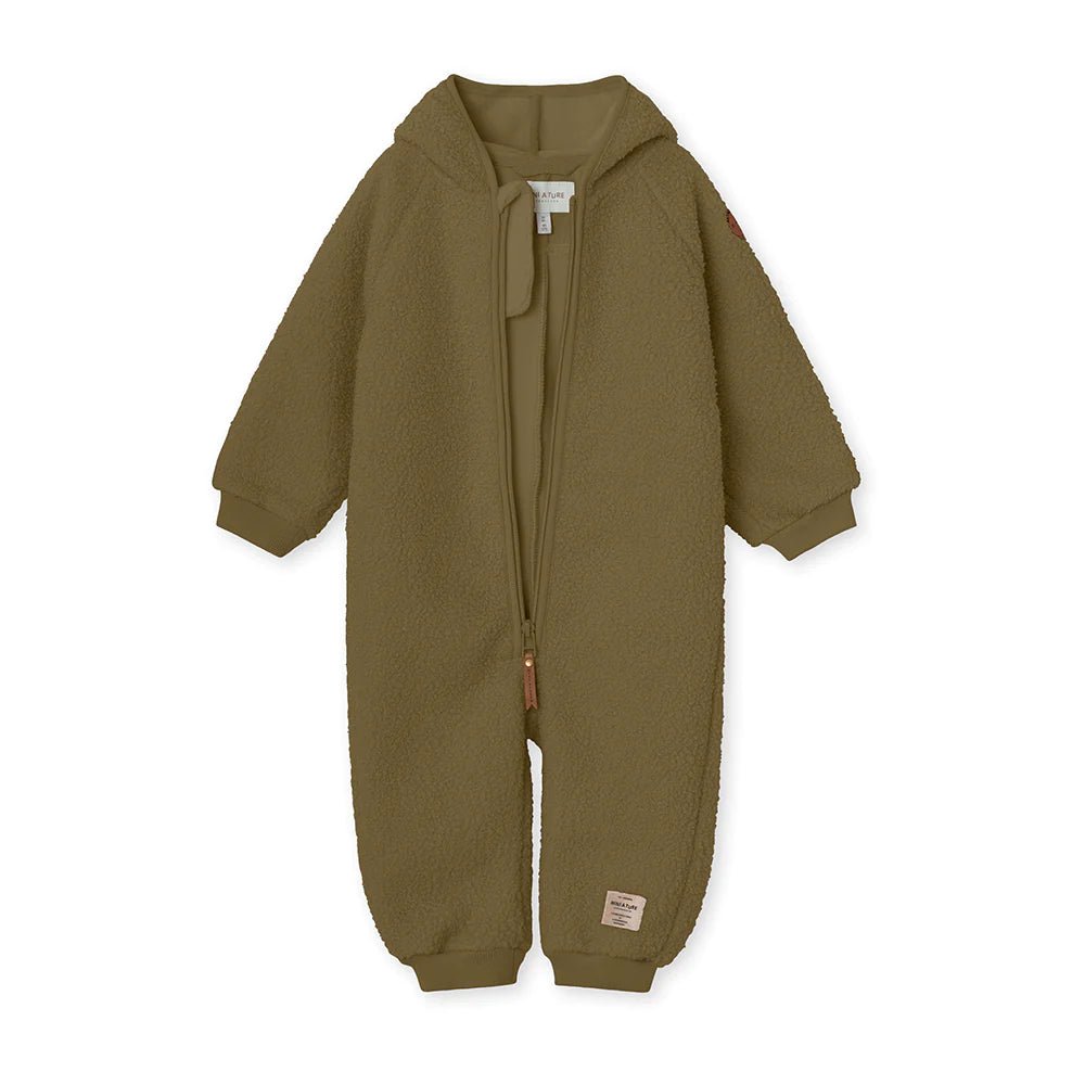 MINI A TURE MATADEL TEDDYFLEECE JUMPSUIT. GRS Capers green