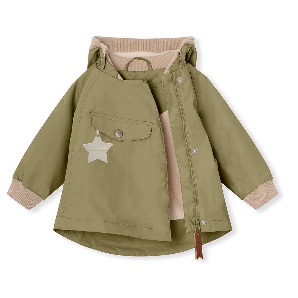MINI A TURE MATWAI fleece lined spring jacket. GRS. Aloe green