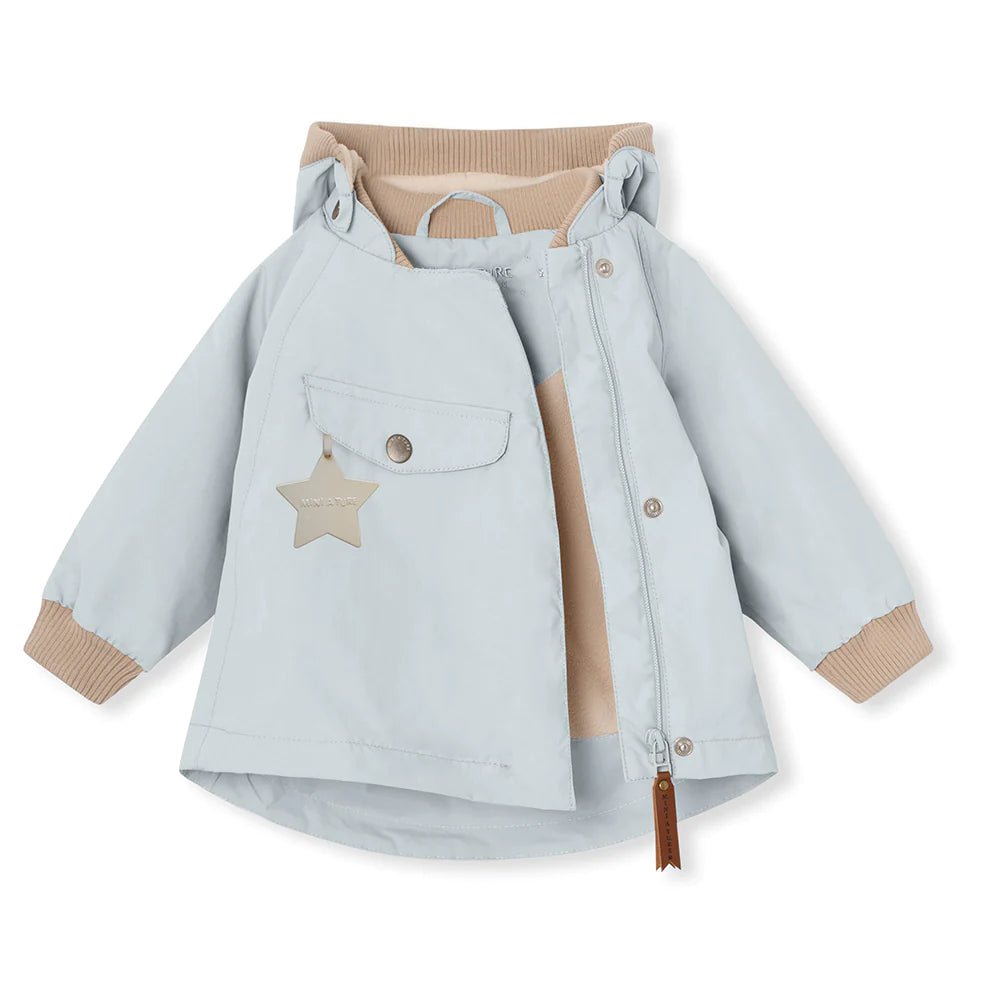 MINI A TURE MATWAI fleece lined spring jacket. GRS. Pearl blue