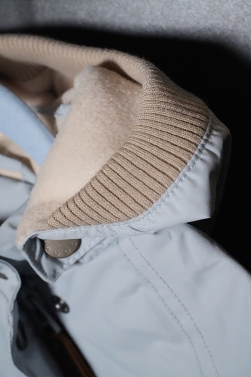 MINI A TURE MATWAI fleece lined spring jacket. GRS. Pearl blue