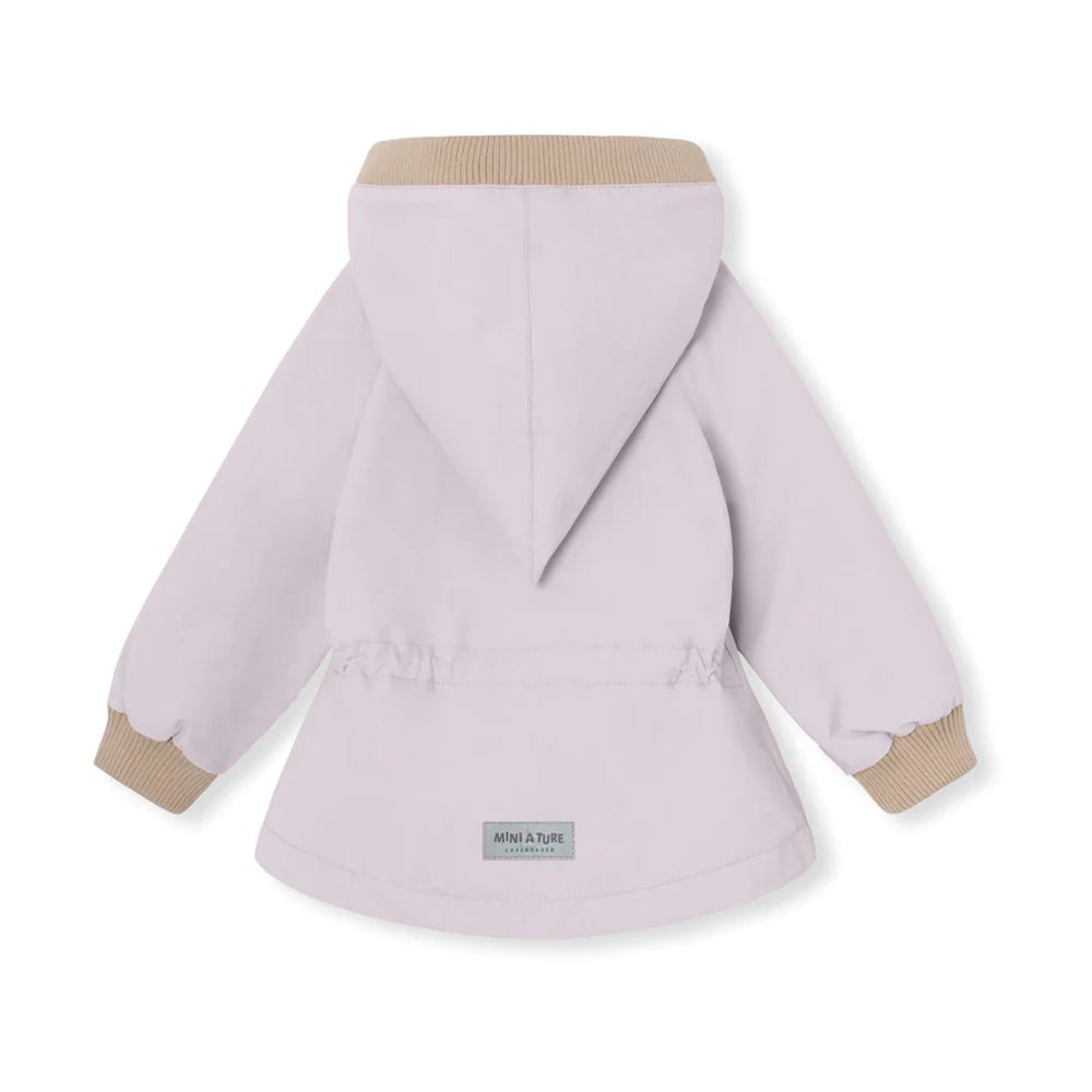 MINI A TURE MATWAI fleece lined spring jacket. GRS. Purple raindrops