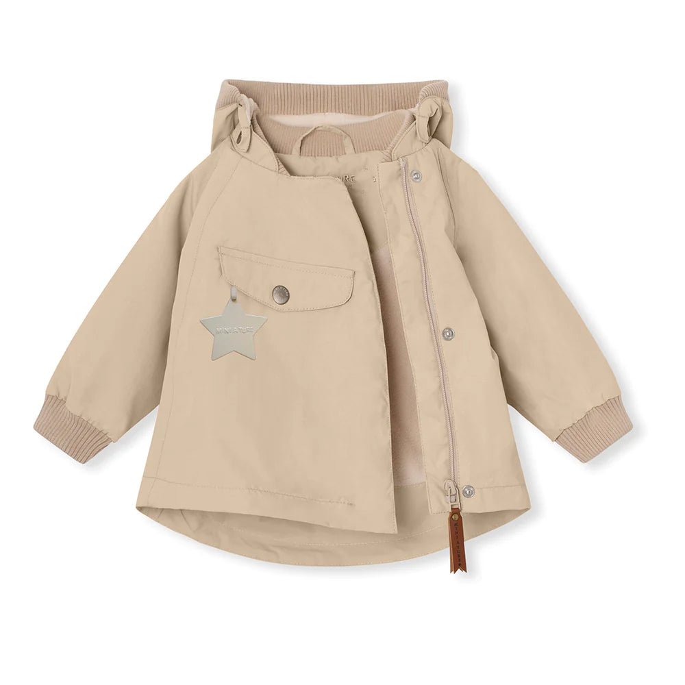 MINI A TURE MATWAI fleece lined spring jacket. GRS. Sesame