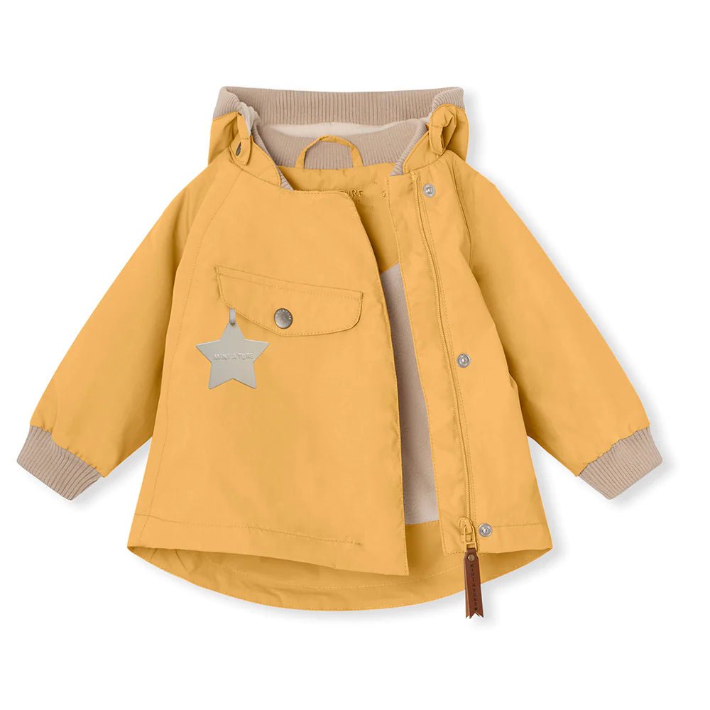 MINI A TURE MATWAI fleece lined spring jacket. GRS. Taffy yellow