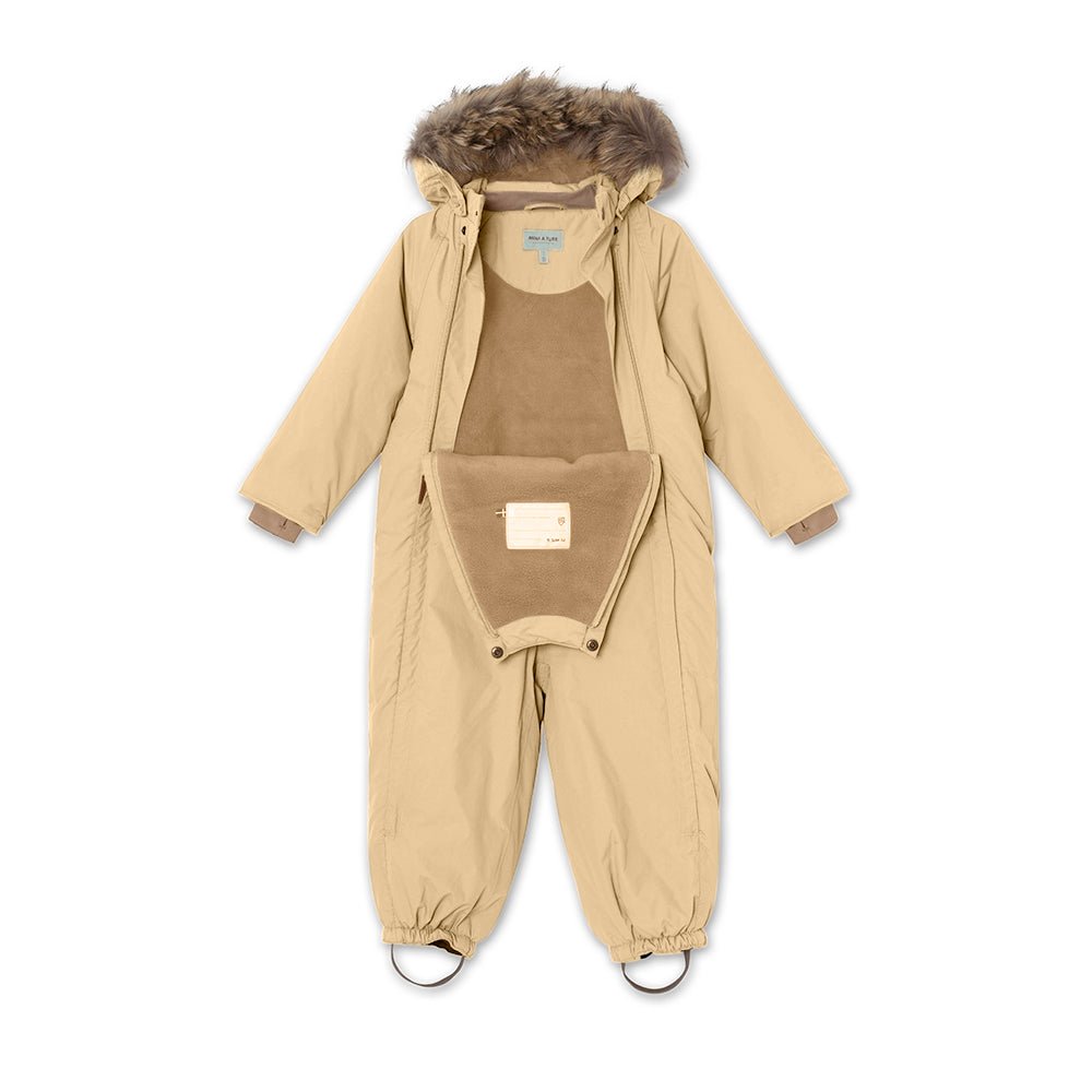 MINI A TURE MATWISTI FLEECE LINED SNOWSUIT FUR. GRS Semolina sand