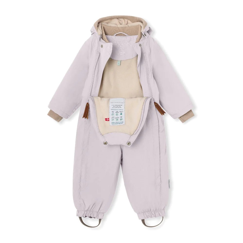 MINI A TURE MATWISTO FLEECE LINED SPRING COVERALL. GRS Purple raindrops