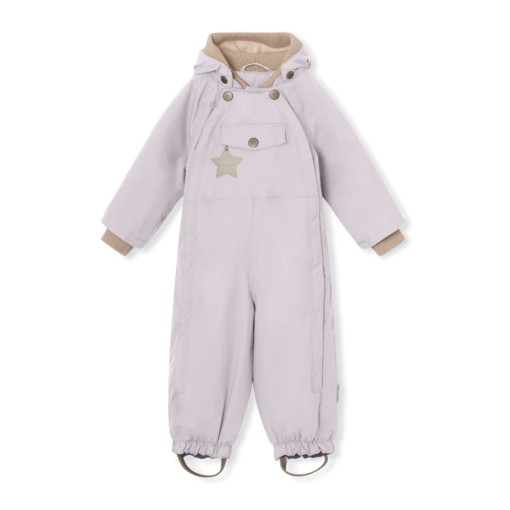 MINI A TURE MATWISTO FLEECE LINED SPRING COVERALL. GRS Purple raindrops