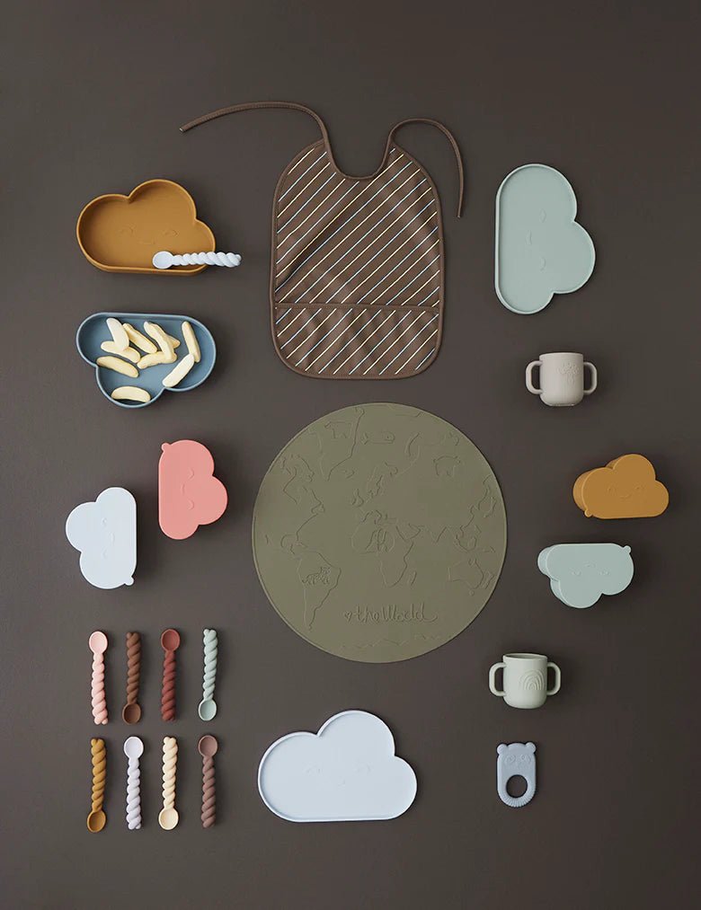 OYOY MINI Chloe Cloud Plate & Bowl - Ice Blue / Choko