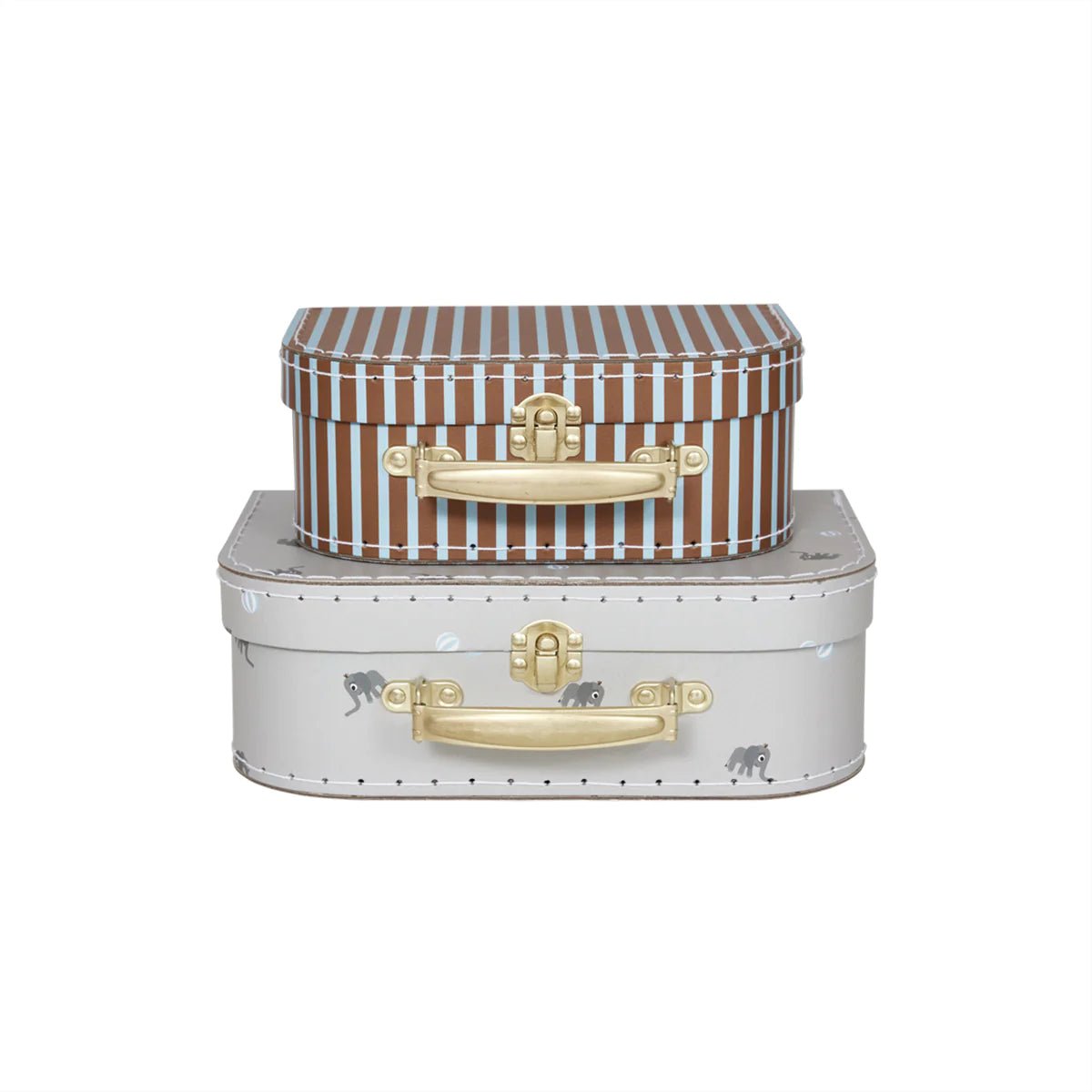 OYOY MINI Mini Suitcase Set - Elephant & Stripe Design (Set of 2)