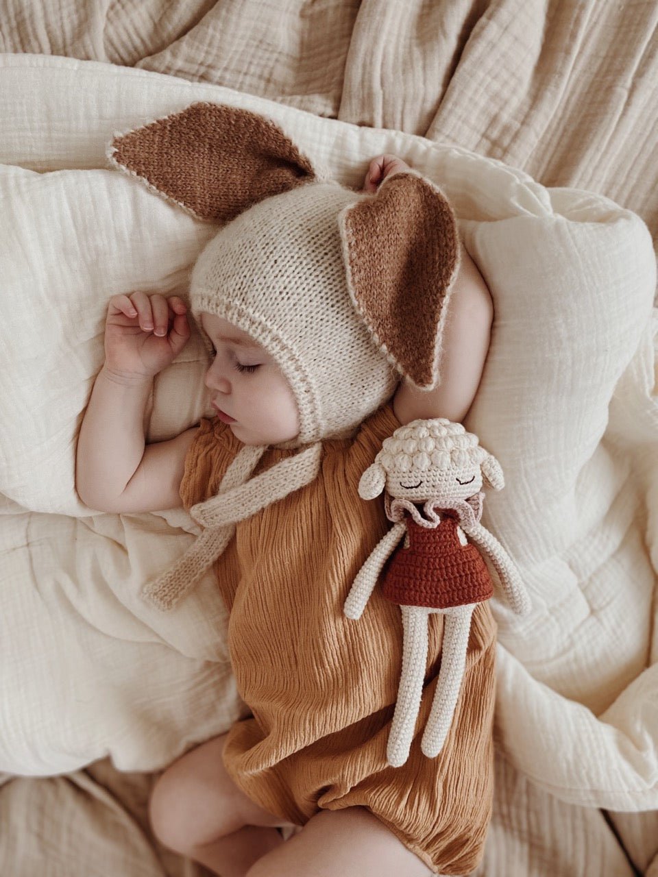 Patti Oslo Luna Lamb | rose striped collar Organic Soft Toys