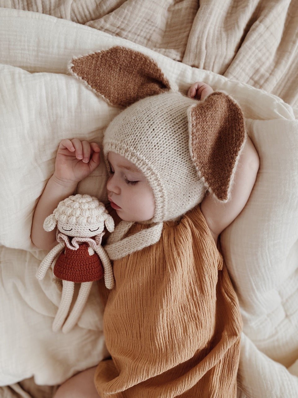 Patti Oslo Luna Lamb | rose striped collar Organic Soft Toys