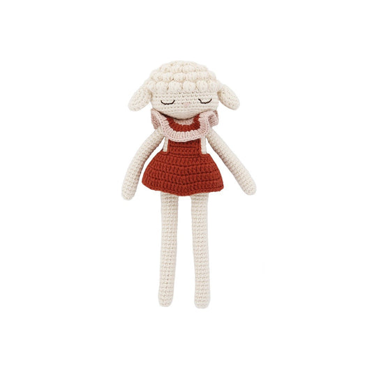 Patti Oslo Luna Lamb | rose striped collar Organic Soft Toys