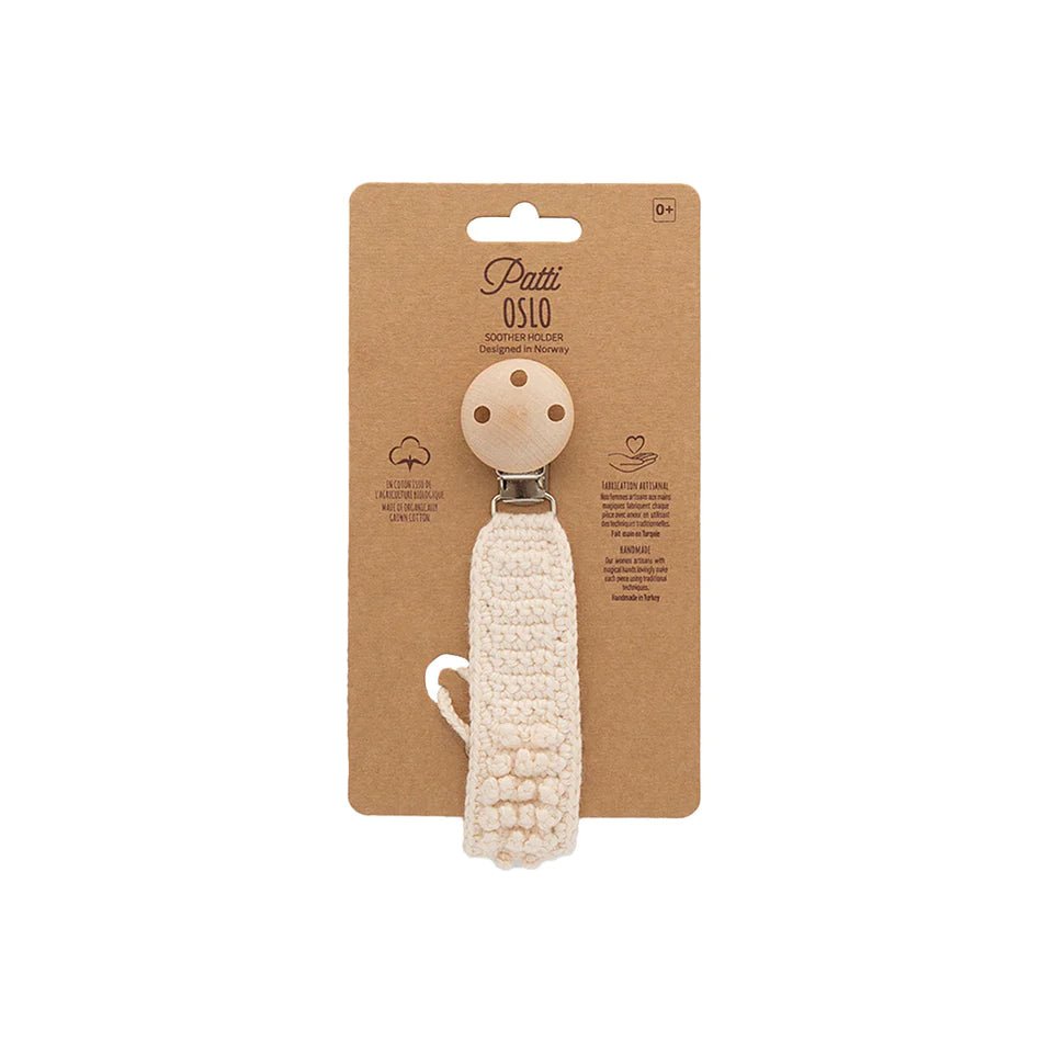 Patti Oslo Pacifier Clip Organic Cotton | cream-P1009-PC-PCT-CRM - Lille Univers