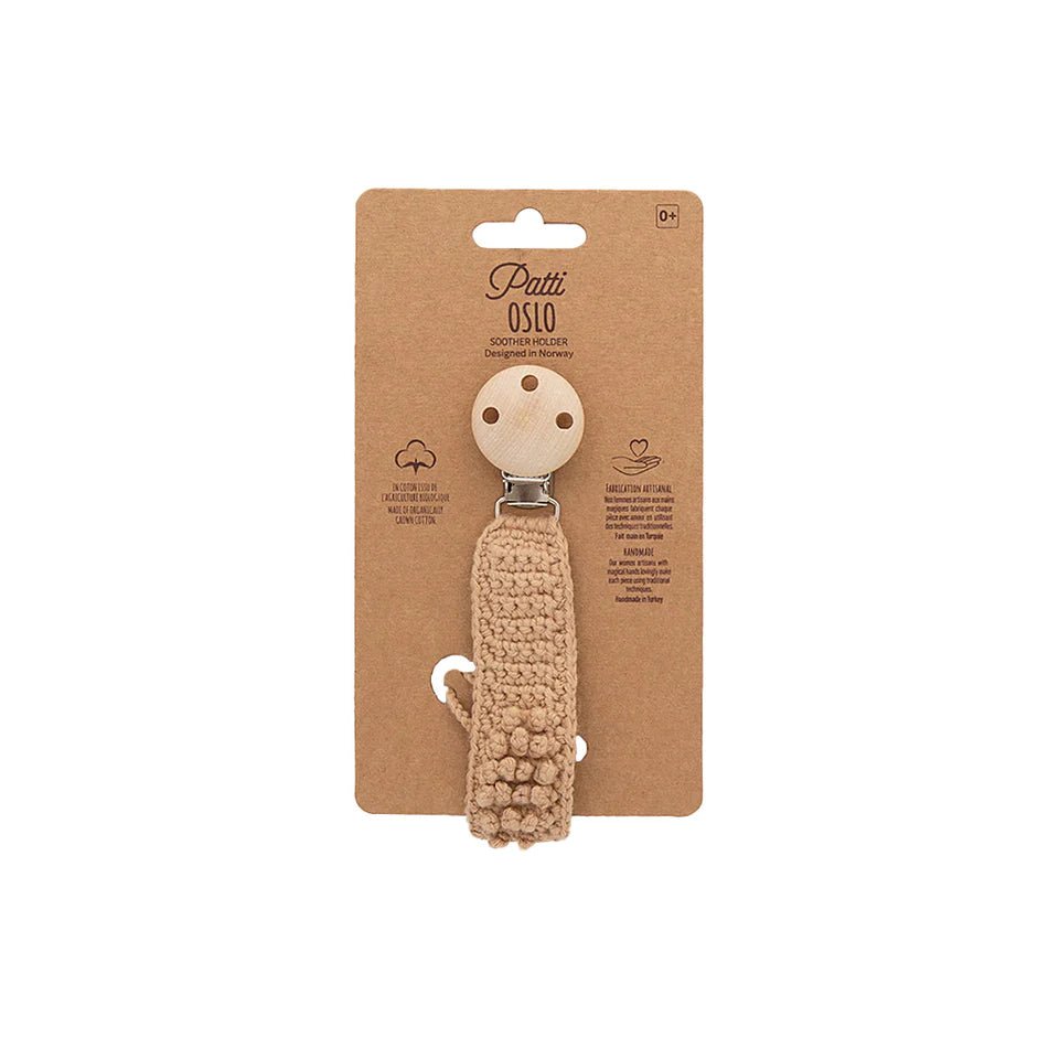 Patti Oslo Pacifier Clip Organic Cotton | sand Pacifier Clips-P1014-PC-PCT-SND - Lille Univers