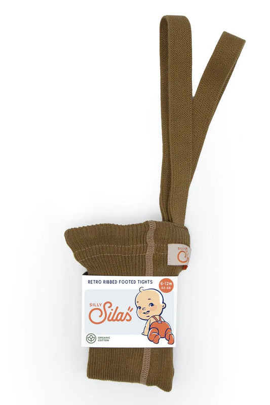 Silly Silas Footed Acorn Brown Cotton Tights-MCACOBR_COTTON - Lille Univers