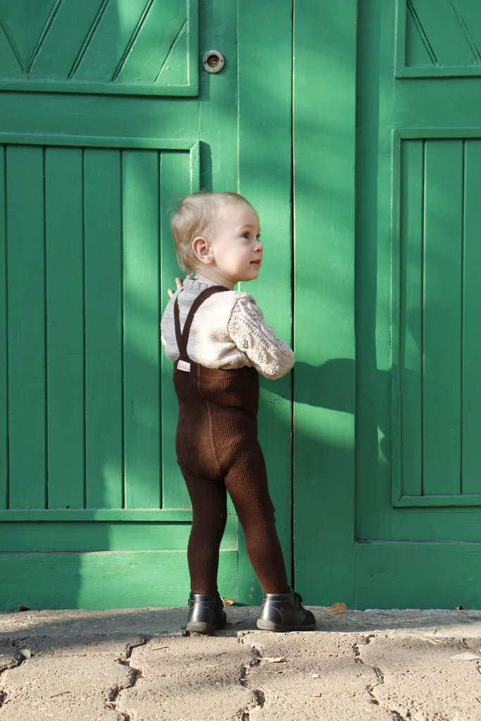 Silly Silas Footed Chocolate Brown Cotton Tights-MCCHOCBR_COTTON - Lille Univers