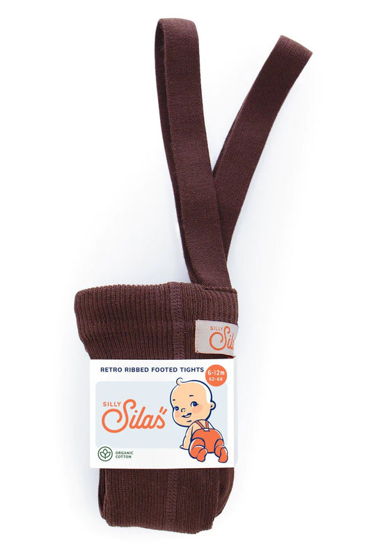 Silly Silas Footed Chocolate Brown Cotton Tights-MCCHOCBR_COTTON - Lille Univers