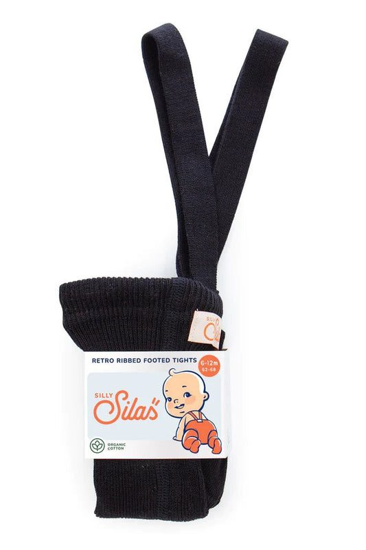 Silly Silas Footed Classic Black Cotton Tights-MCBLACK_COTTON - Lille Univers