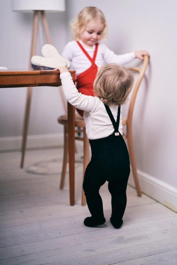 Silly Silas Footed Classic Black Cotton Tights-MCBLACK_COTTON - Lille Univers