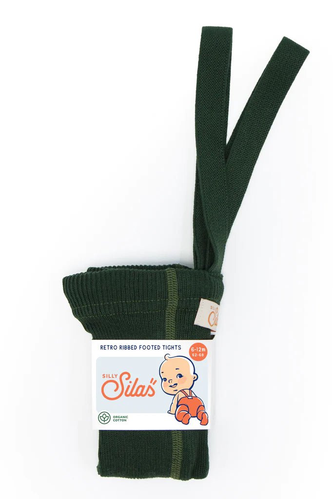 Silly Silas Footed Dark Forest Green Cotton Tights-MCDFGRE_COTTON - Lille Univers