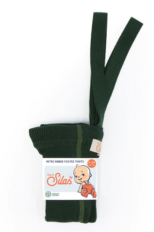 Silly Silas Footed Dark Forest Green Cotton Tights-MCDFGRE_COTTON - Lille Univers