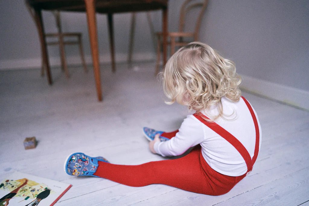 Silly Silas Footed Love Red Cotton Tights-MCRED_COTTON - Lille Univers