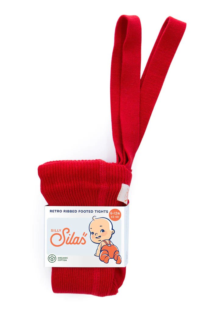 Silly Silas Footed Love Red Cotton Tights-MCRED_COTTON - Lille Univers