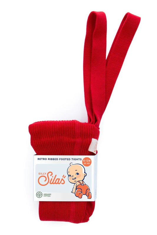 Silly Silas Footed Love Red Cotton Tights-MCRED_COTTON - Lille Univers