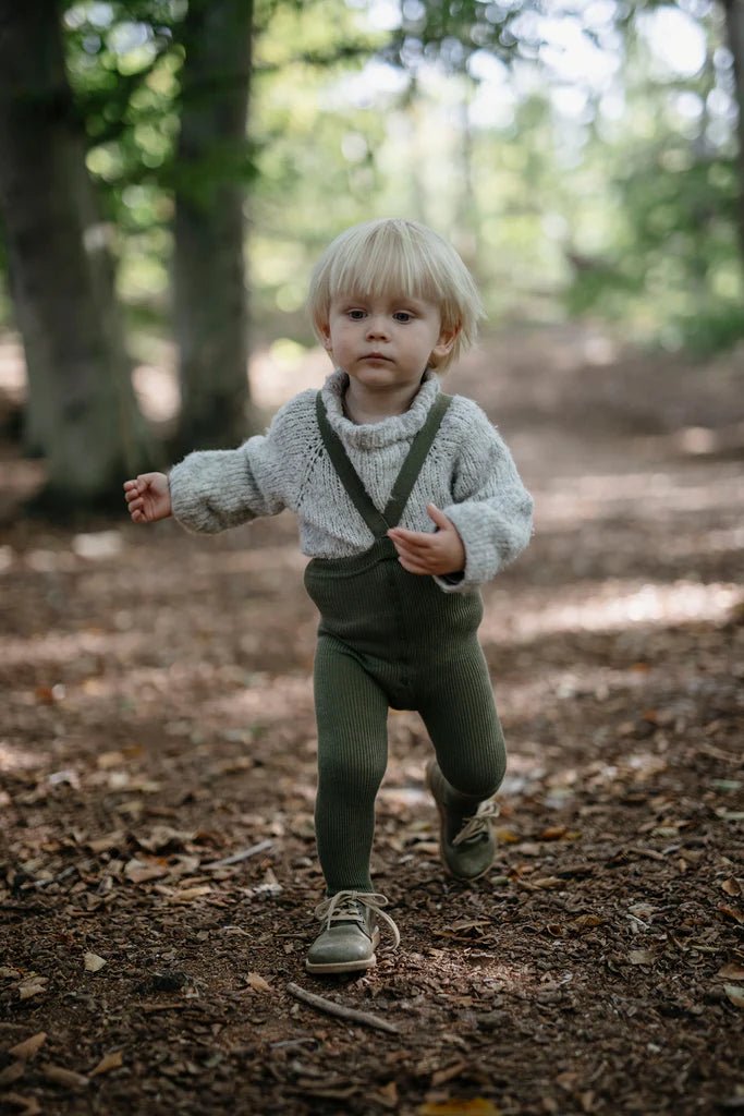 Silly Silas Footed Olive Cotton Tights-MCOLIVE_COTTON - Lille Univers