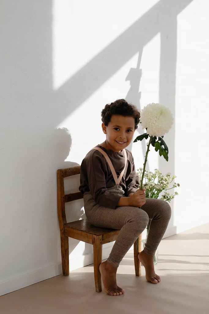 Silly Silas Footless Charcoaly Brown Cotton Tights-FLCHBRO_COTTON - Lille Univers