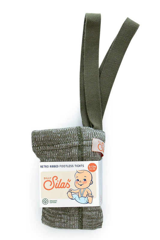 Silly Silas Footless Creamy Olive Cotton Tights-FLCROLI_COTTON - Lille Univers