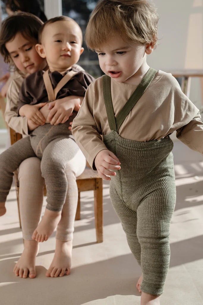 Silly Silas Footless Creamy Olive Cotton Tights-FLCROLI_COTTON - Lille Univers
