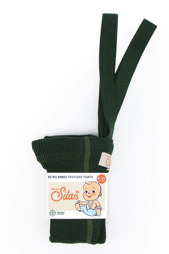 Silly Silas Footless Dark Forest Green Cotton Tights-FLCDFGRE_COTTON - Lille Univers