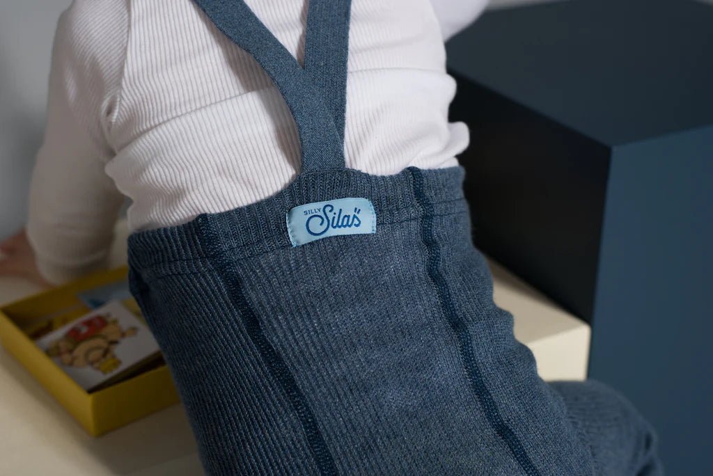 Silly Silas Footless Steel Blue Blend Cotton Tights-FLSBLUE_COTTON - Lille Univers